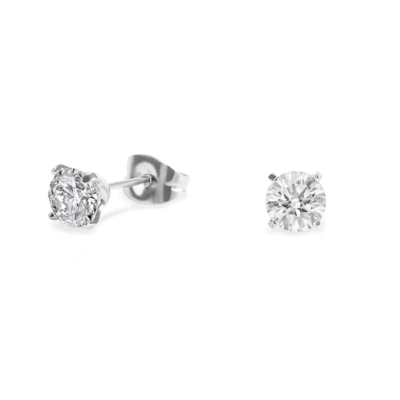 adjustable earrings for women-Stainless 5mm round cz stud earrings