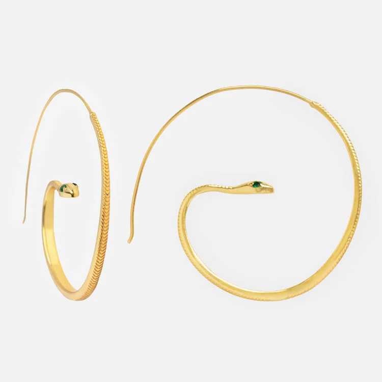 adjustable earrings for women-Snake Hoop Earrings