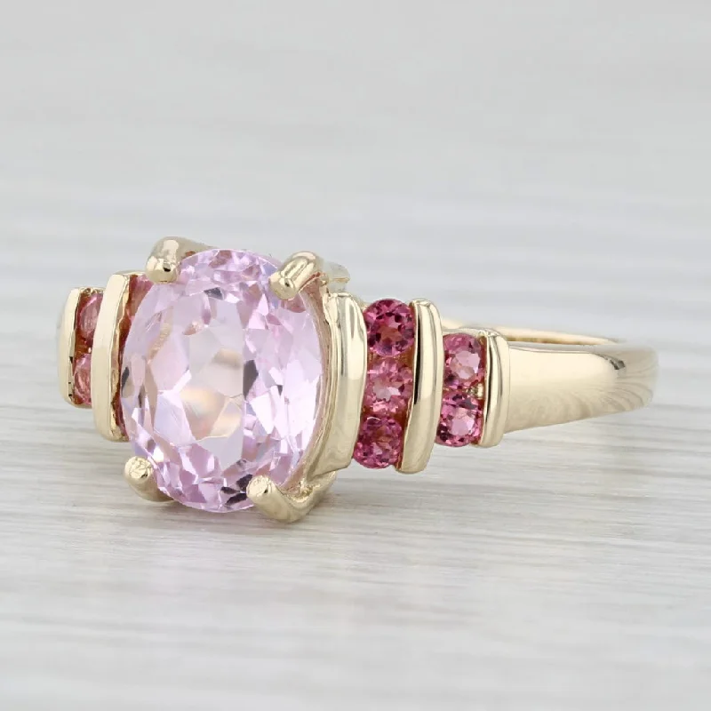 three-stone engagement rings for women-3.05ctw Pink Kunzite Tourmaline Ring 14k Yellow Gold Size 9