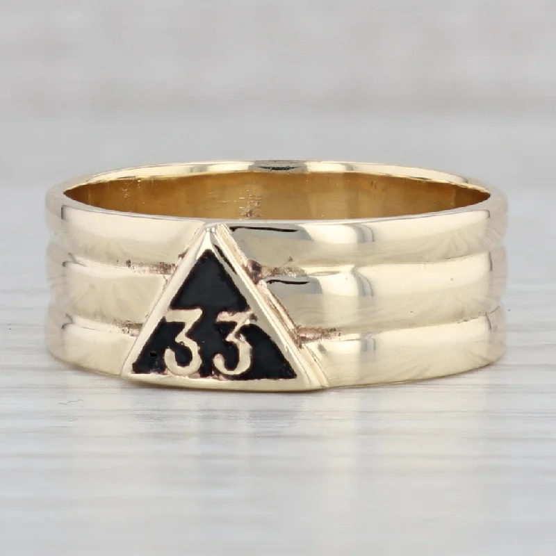 engagement rings with a twist design for women-Vintage Masonic 33rd Degree Scottish Rite Band 10k Yellow Gold Size 12.75