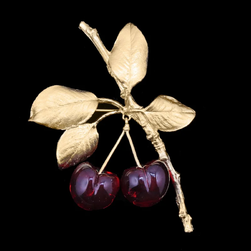 Christmas brooches for women-Fine Morello Cherry Brooch