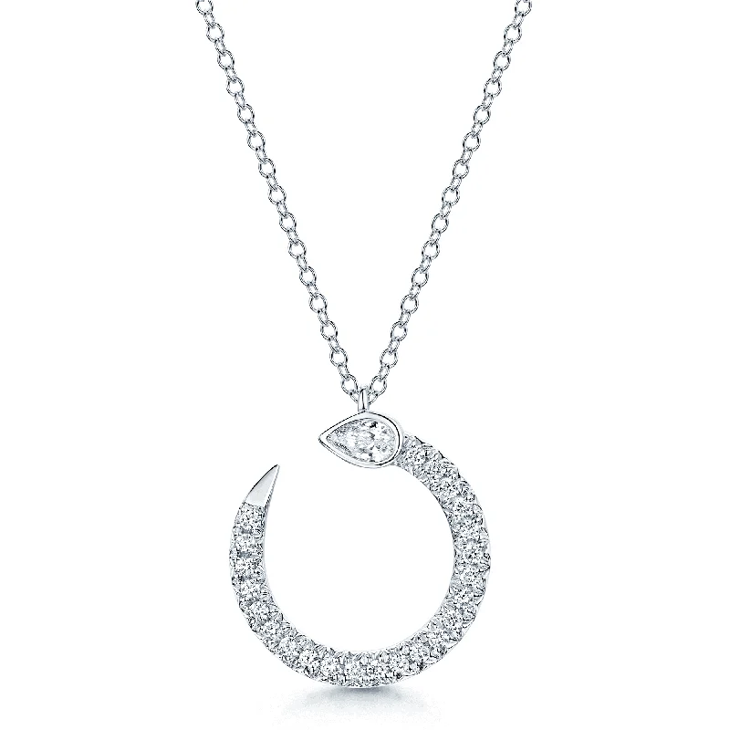 sapphire necklaces for women-18ct White Gold Pear Cut Diamond Open Pave set Swirl Pendant