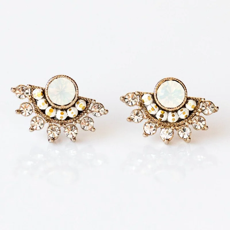 diamond earrings for women-Nico Fan Earrings in White Opal