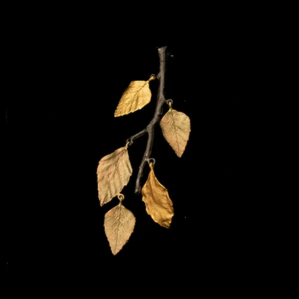 brooches with diamonds for women-Autumn Birch Leaf Brooch