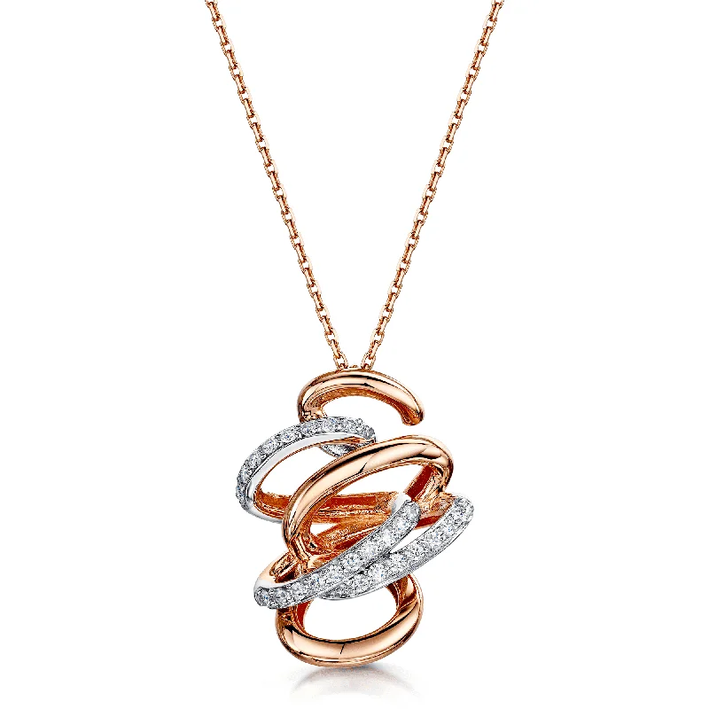 infinity necklaces for women-18ct Rose And White Gold Diamond Entwined Knot Pendant