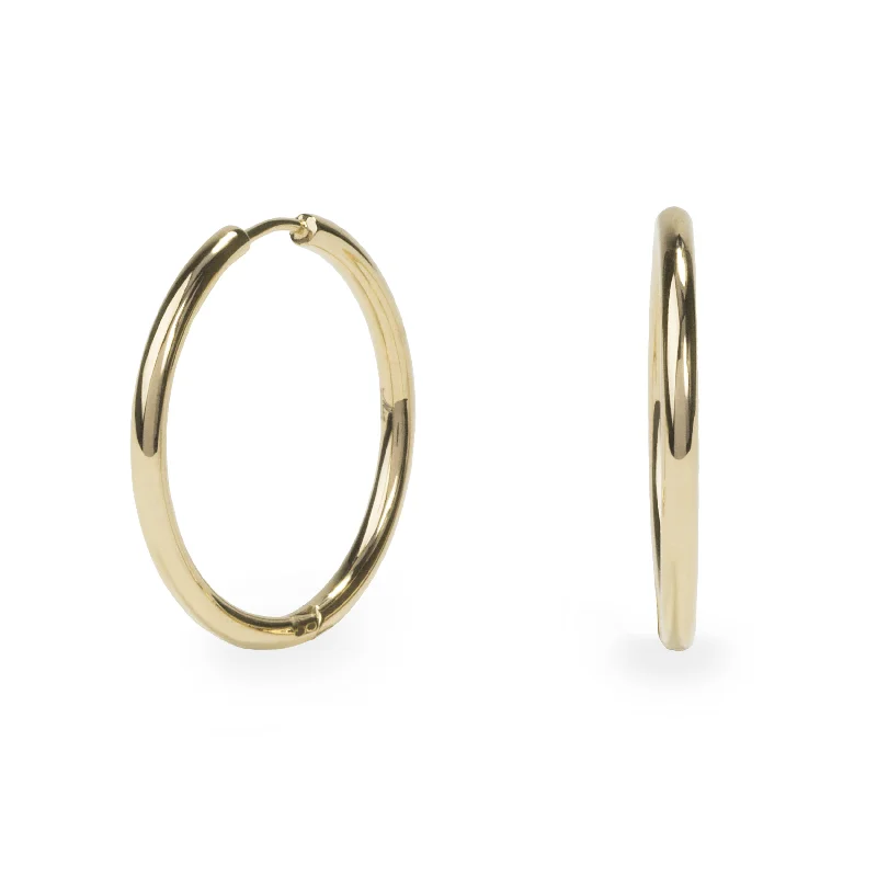 minimalist stud earrings for women-Stainless plain hoop earrings 30 mm