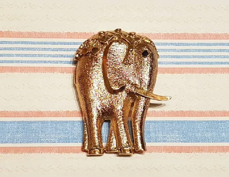 small brooches for women-Elephant Brooch Pendant Gold By Sardi