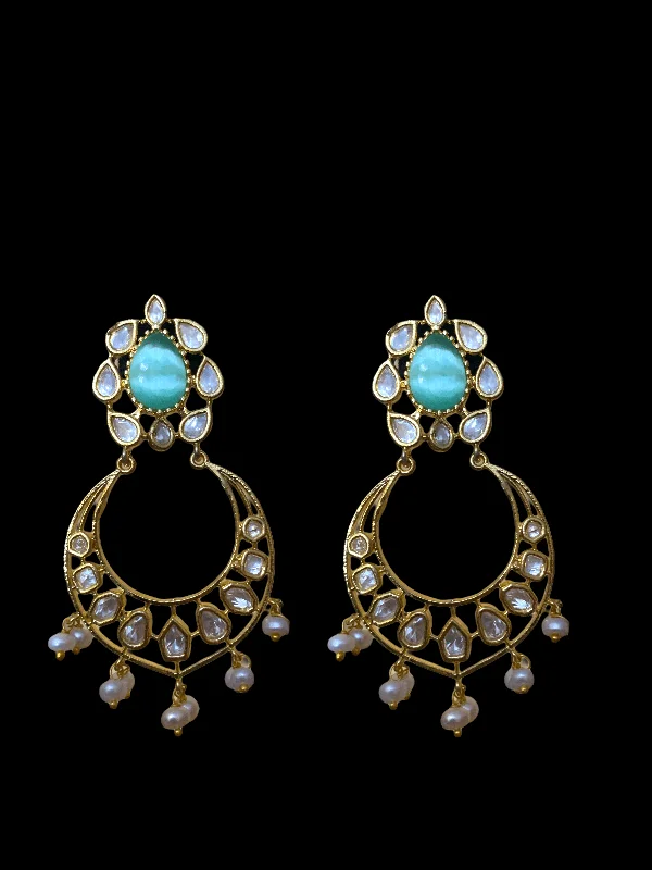 birthstone earrings for women-DER63 Evie cz earrings in fresh water pearls-  MINT GREEN ( READY TO SHIP)