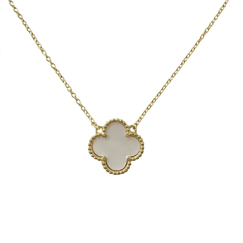 delicate necklaces for women-Flora Bezel Large Mother Of Pearl Necklace