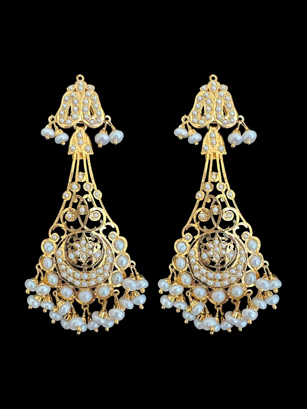 adjustable gold earrings for women-Gold plated silver earrings in fresh water pearls ( READY TO SHIP)