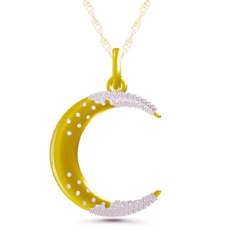 heart-shaped necklaces for women-NIGHT SKY CRESCENT MOON DIAMOND PENDANT