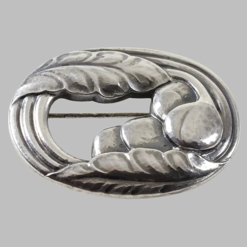 wedding dress brooches for women-Early Georg Jensen Jewelry | Foliate Berry Art Nouveau Silver Vintage Brooch 18