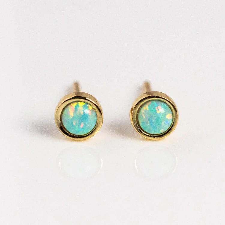 sterling hoop earrings for women-Opal Shimmer Studs