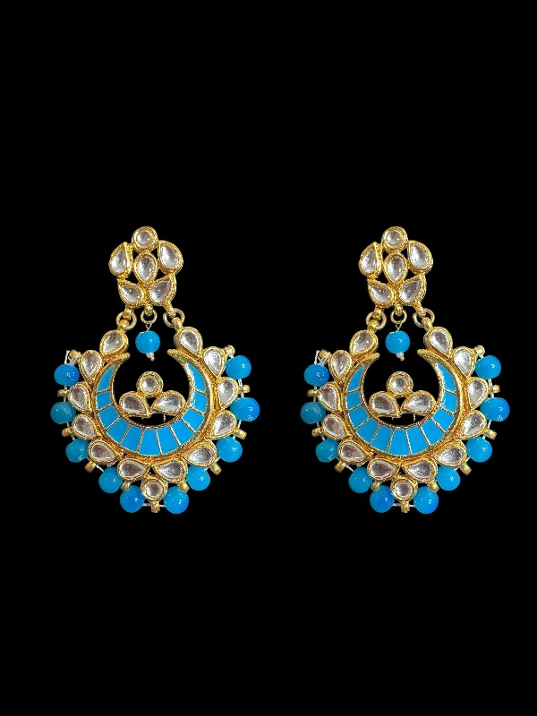 geometric earrings for women-Kundan meena earrings - turquoise  ( READY TO SHIP )