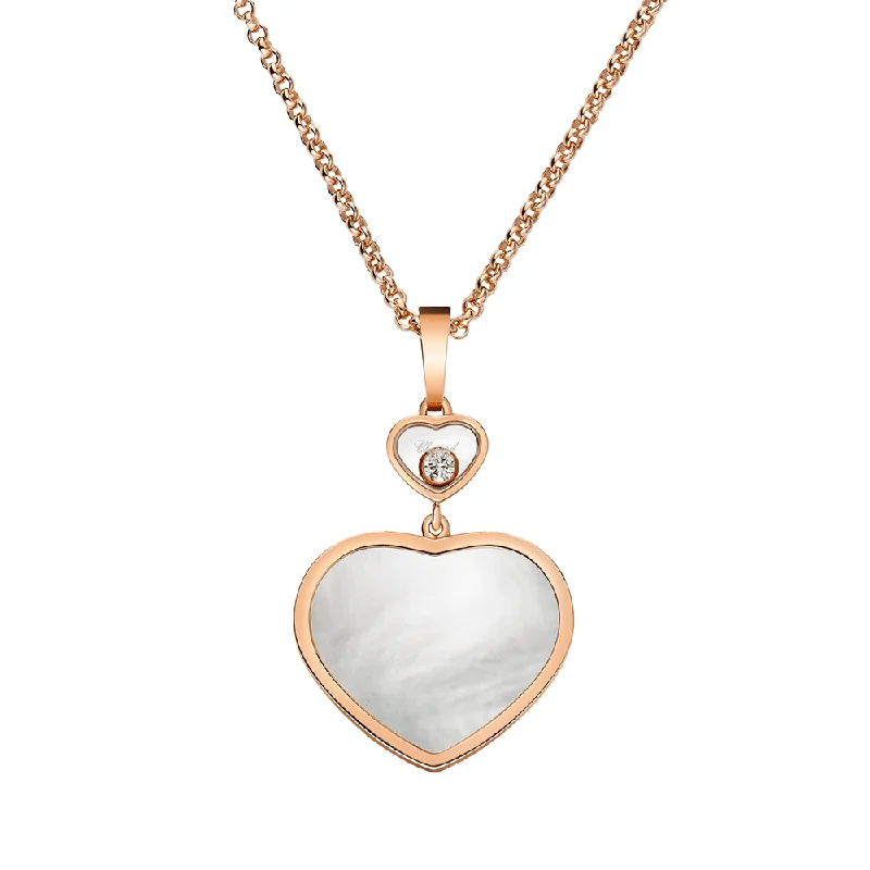 vintage gold necklaces for women-18ct Rose Gold Happy Hearts Mother of Pearl & Diamond Pendant