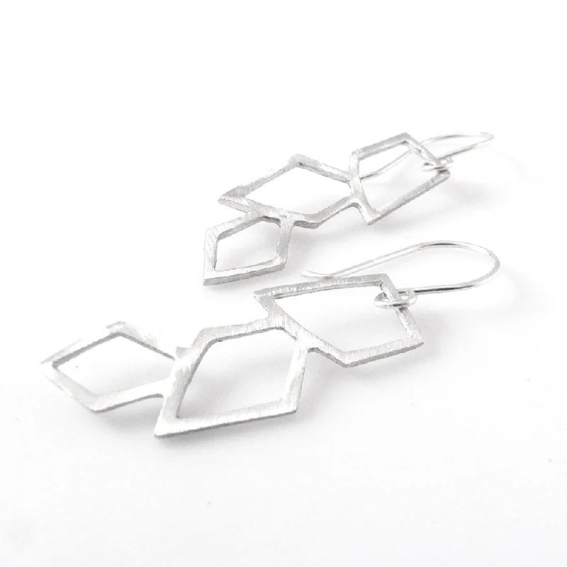 luxury diamond earrings for women-Mini Grecian Earrings in White Metal