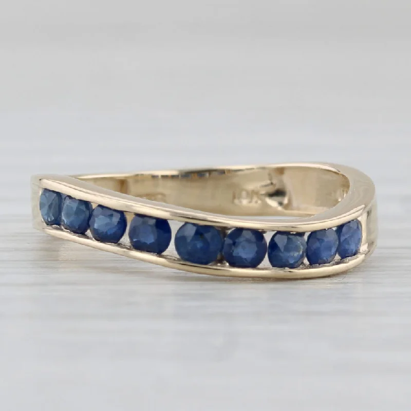 fancy engagement rings for women-0.75ctw Blue Sapphire Ring 10k Yellow Gold Size 6.25 Stackable Band