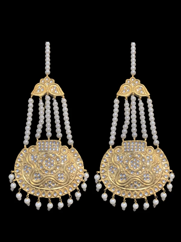 cross earrings for women-DER294A Salva kundan pearl jhoomar earrings ( READY TO SHIP)