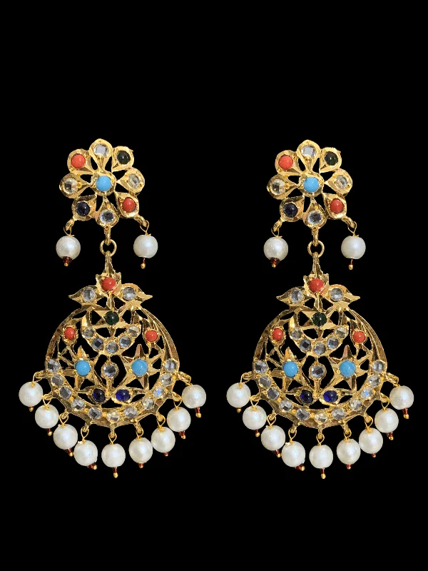 fashion earrings for women-DER80 Laya navratan earrings   (READY TO SHIP)