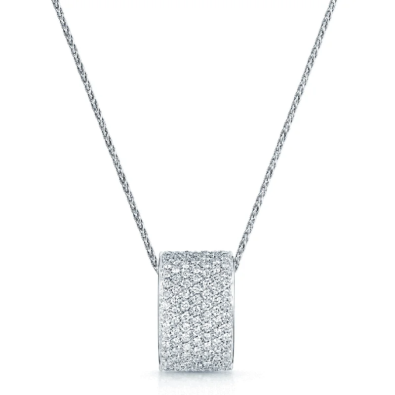 dainty gold necklaces for women-18ct White Gold Pave Set Curved Pendant