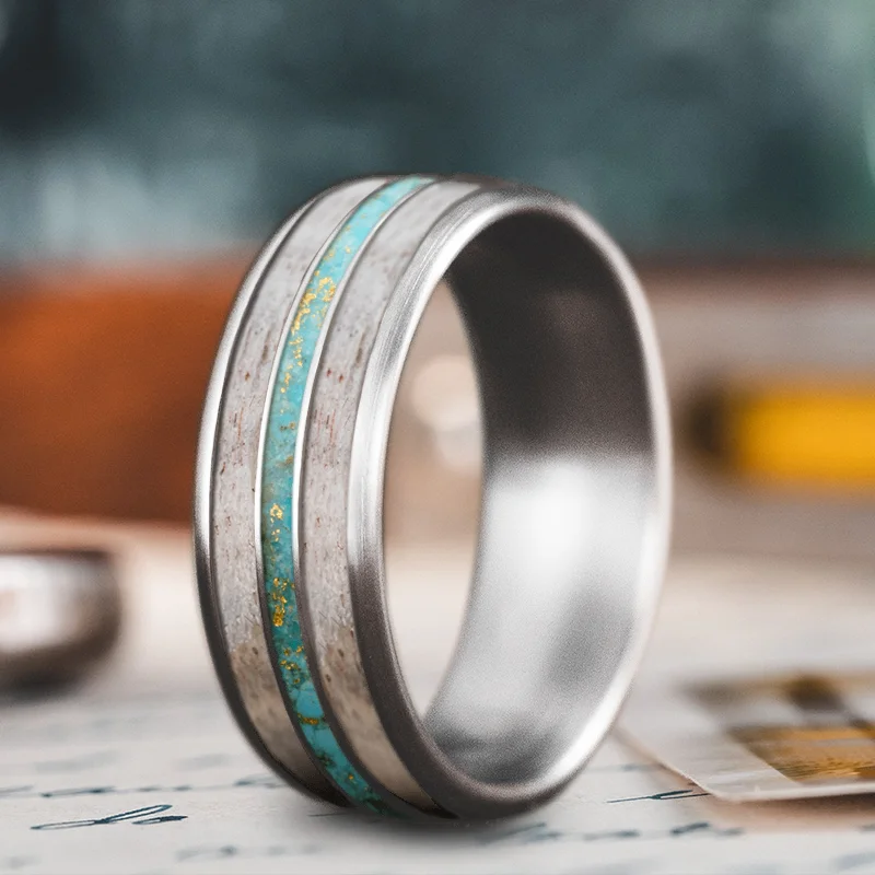 stacking rings set for women-Custom Design - 3-Inlay Narrow Center pkXiw8EbArXum9kbY6NYWa2F