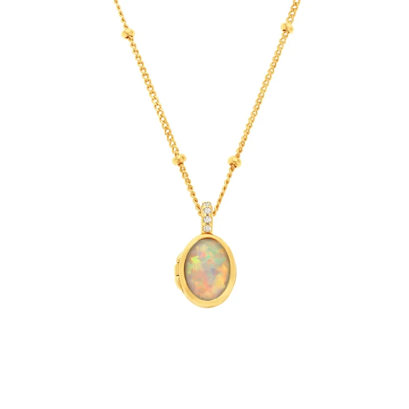 personalized bar necklaces for women-Opal Hidden Journey Locket