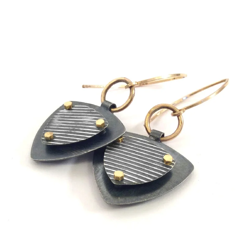 vintage earrings for women-Layer Earrings in Sterling Silver and Gold Fill