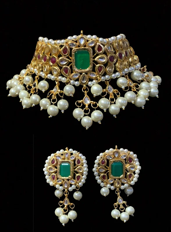 heart diamond earrings for women-C248 Radha sabyasachi  inspired kundan choker with earrings (SHIPS IN 4 WEEKS )