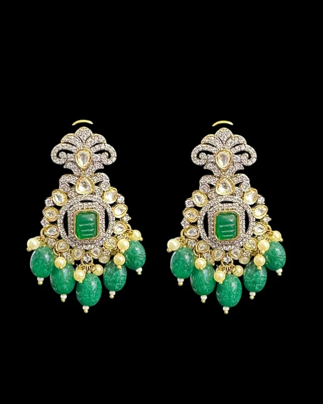 flower-shaped earrings for women-DER729 Victorian style earrings - green ( READY TO SHIP )