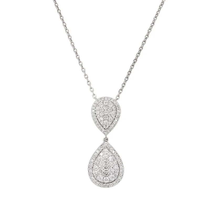 charm necklaces for women-WHITE GOLD DIAMOND PAVE PENDANT WITH 103 DIAMONDS, 1.42 CT TW