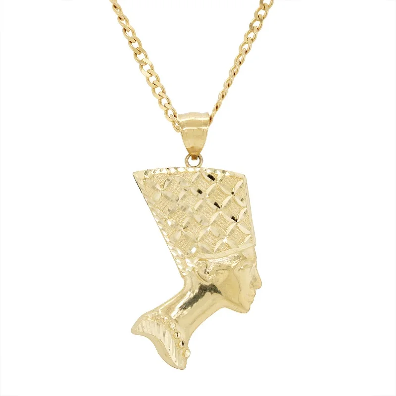 trendy necklaces for women-YELLOW GOLD NEFERTITI CHARM PENDANT