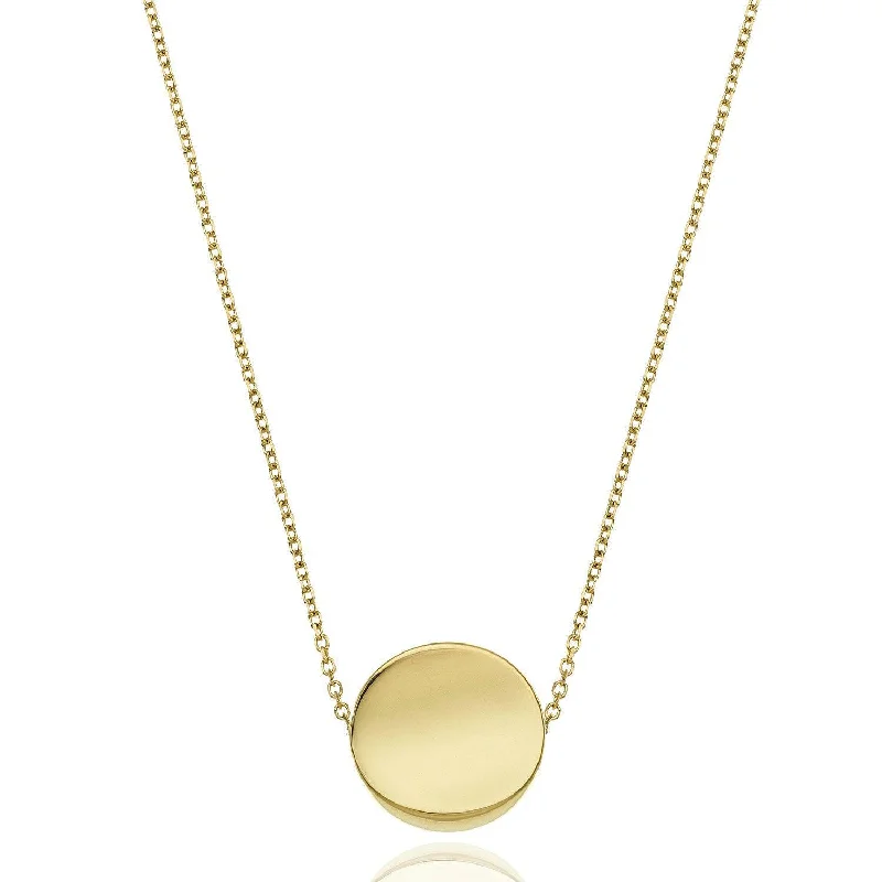 boho necklaces for women-Armillas Glow 18ct Yellow Gold Flat Circle Pendant