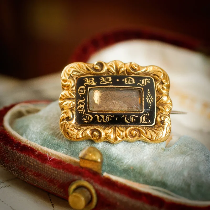 antique brooches for women-Dearly Loved Date 1828 Georgian Mourning Brooch