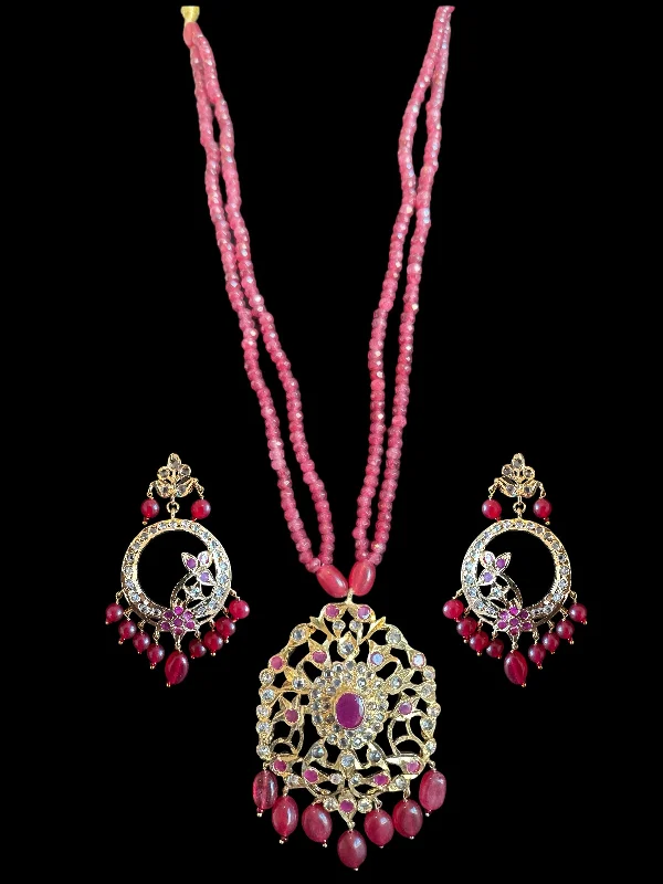 small earrings for women-PS519 Hima ruby Pendant set with earrings (READY TO SHIP  )