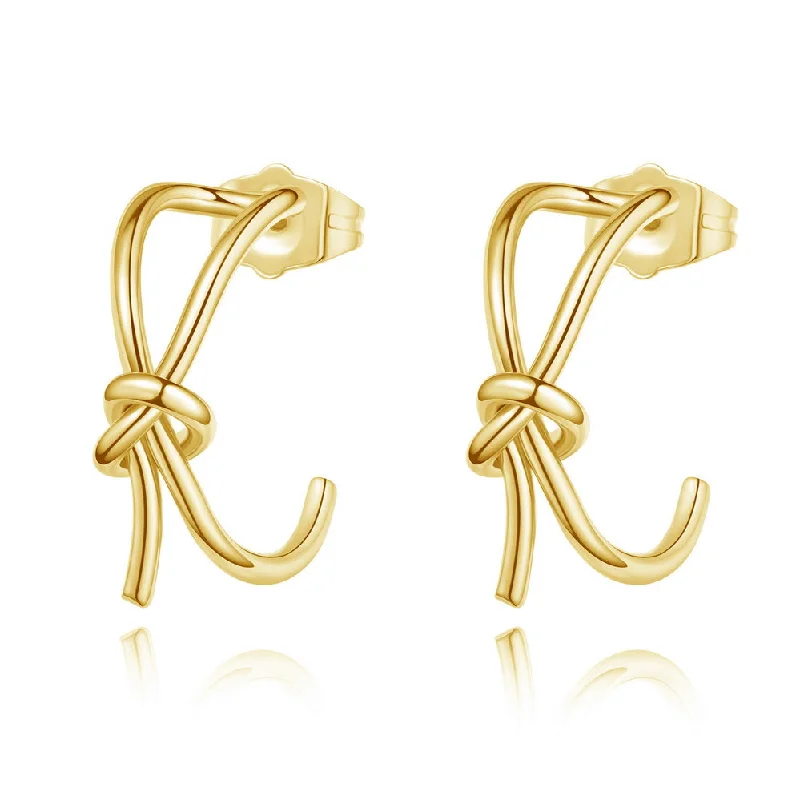 statement earrings for women-14K Gold Plated Geometric Twisted Huggie Hoops Earrings- Round Hoop