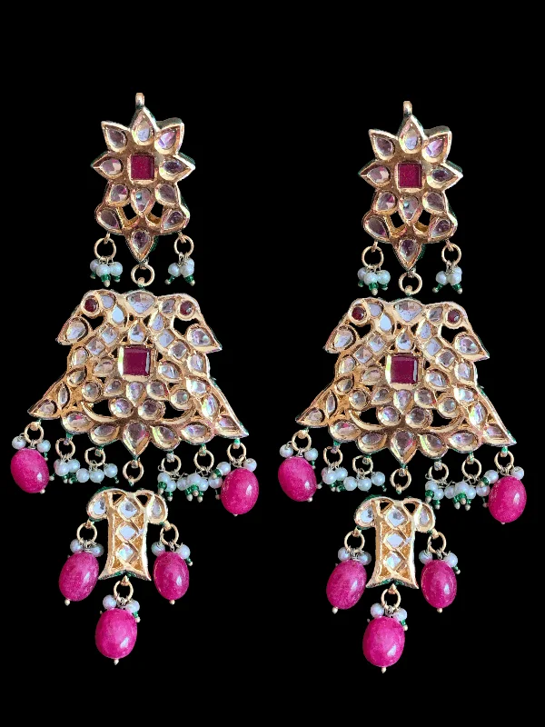 red gemstone earrings for women-Kundan earrings  - red   ( READY TO SHIP )