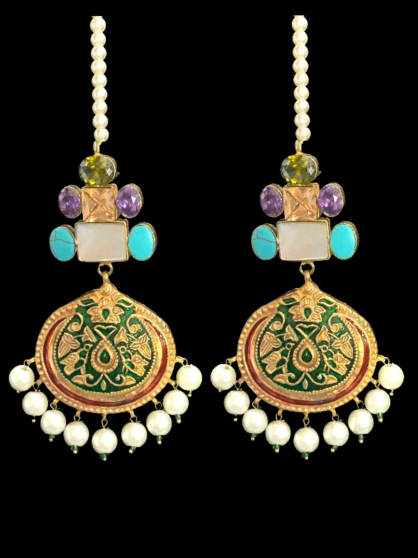 butterfly earrings for women-DER301 Reisa kundan meenakari earrings ( READY TO SHIP)