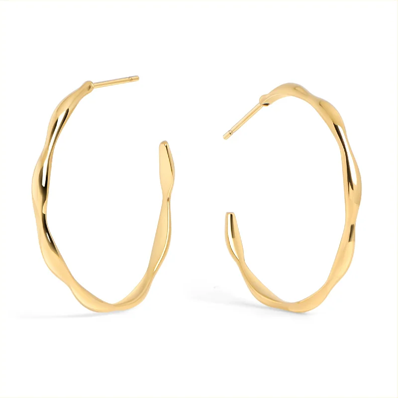 yellow gold earrings for women-Flora Hoop Earrings