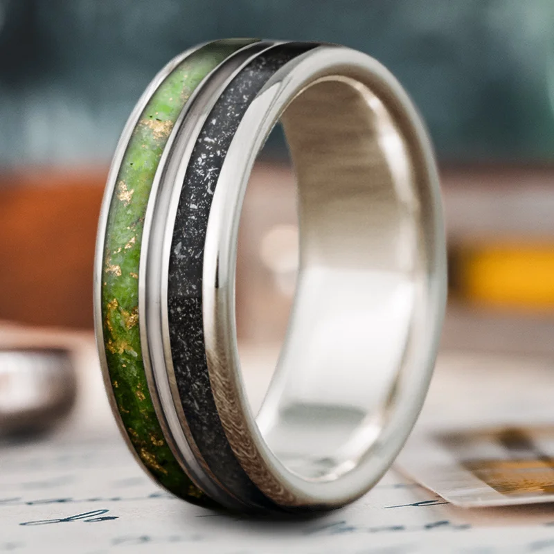 luxury rings for women-Custom Design - 3-Inlay Metal Center vjWZ40n0q1GuNDhoDUmX_fwa