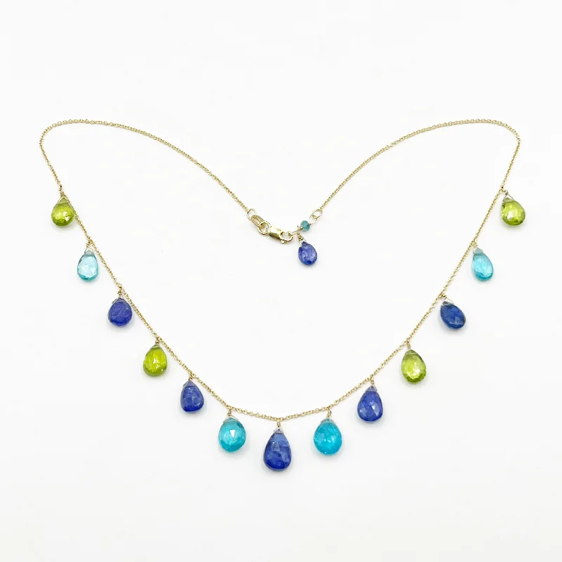 colorful gemstone necklaces for women-Cool Teardrops on a Golden Chain