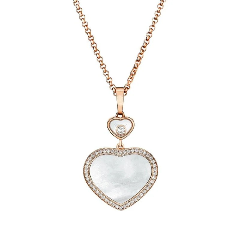 designer necklaces for women-18ct Rose Gold Happy Hearts Mother of Pearl & Diamond Set Pendant