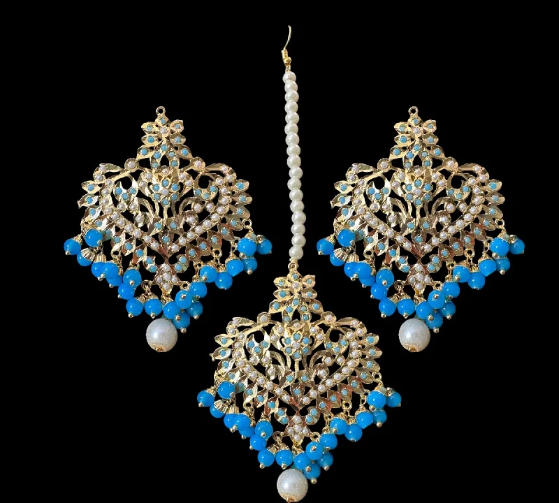 unique earrings for women-DJET106 Afreen feroza  earrings tika ( SHIPS IN 4 WEEKS )