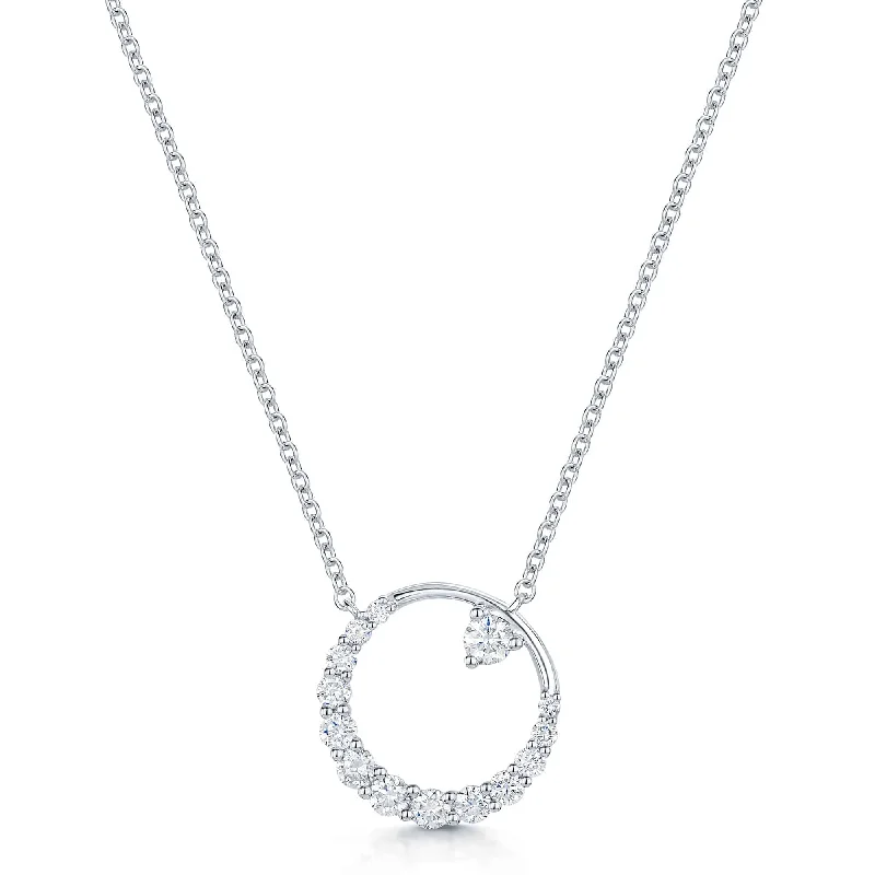 elegant necklaces for women-18ct White Gold Diamond Open Circle Pendant