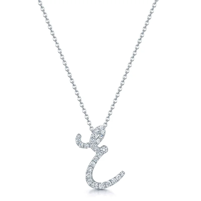 zodiac sign necklaces for women-18ct White Gold Diamond Initial "E" Pendant