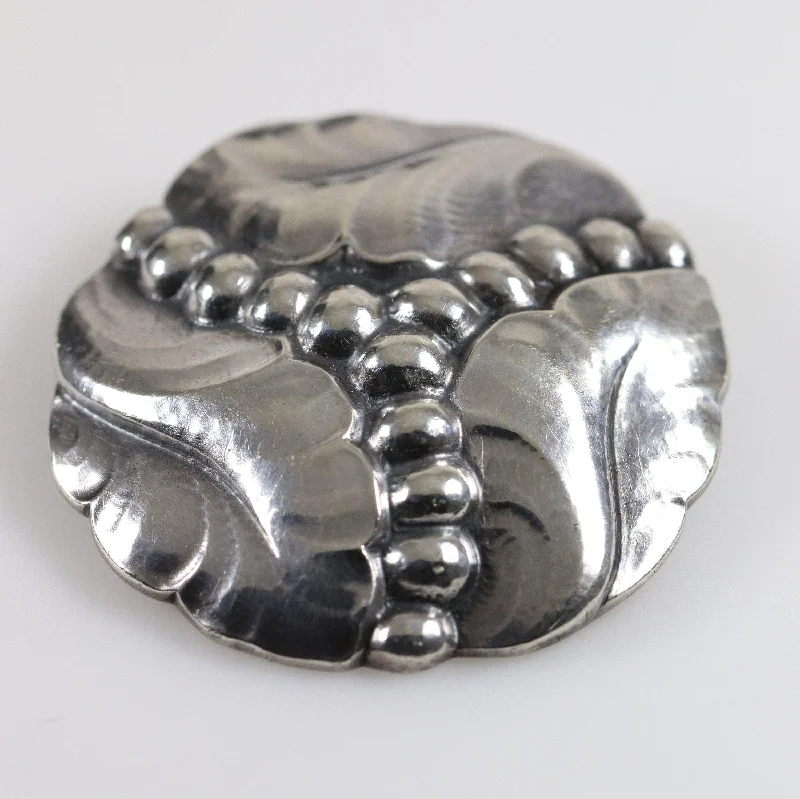 trendy brooches for women-Georg Jensen Jewelry | Large Grape Art Nouveau Silver Vintage Brooch 82C