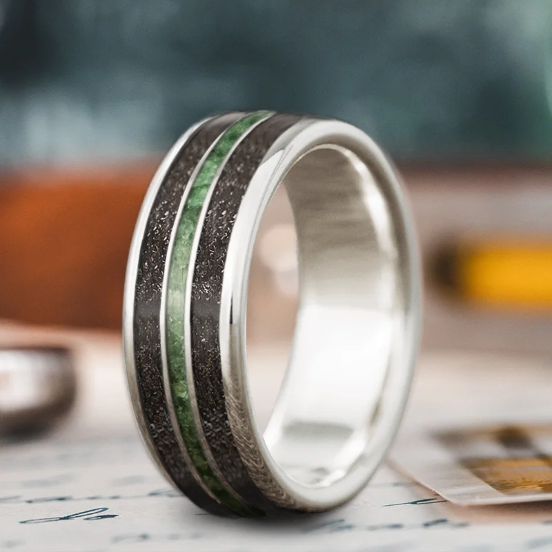 double band rings for women-Custom Design - 3-Inlay Narrow Center gzB5ZUJ2AkvjMCo8YYGteaaa