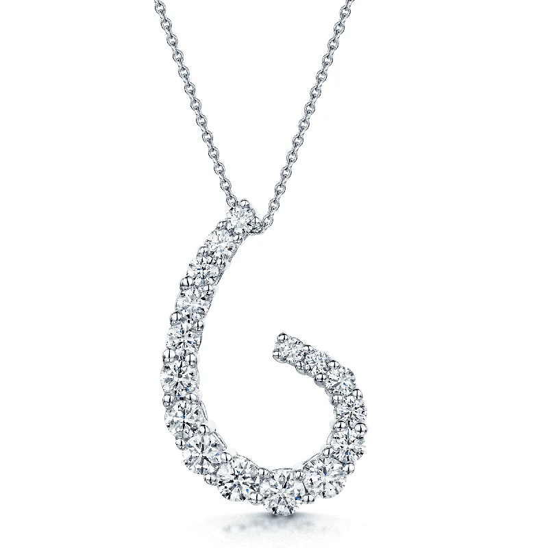 infinity love necklaces for women-18ct White Gold Graduated Round Brilliant Diamond Swirl Pendant