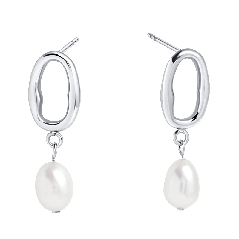 diamond earrings for women-Papaya Pearl Pendant Earrings