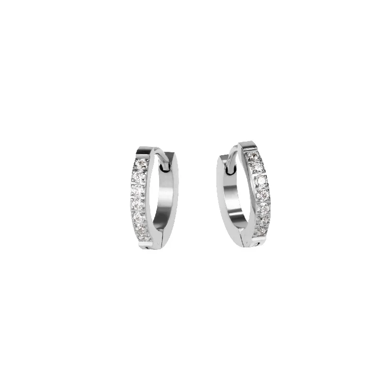 classic hoop earrings for women-Small half eternity huggie earrings