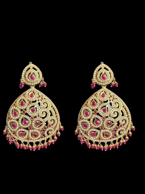 crystal earrings for women-Ruby pearl gold plated silver earrings ( READY TO SHIP )